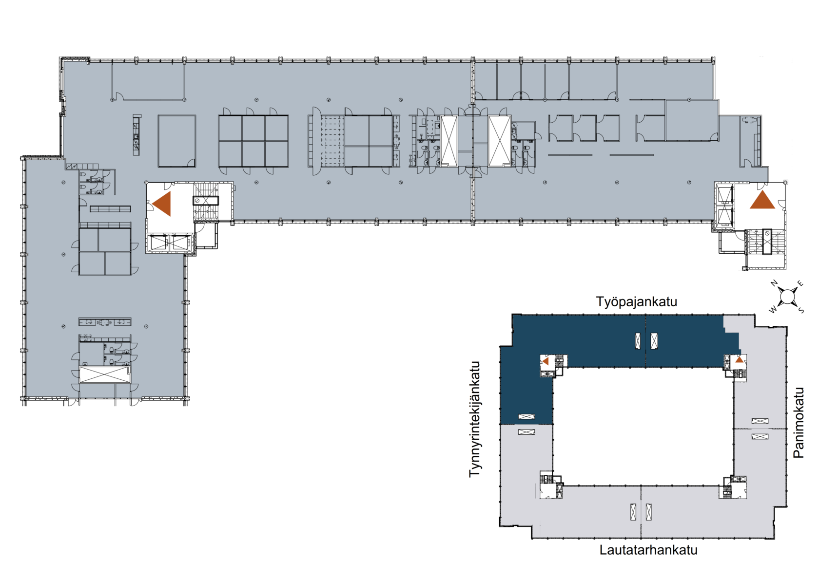 Ki Oy Tynnyrintekijänkatu Panimokatu, 5.krs, 1628,5m2, toimiston pohjakuva.