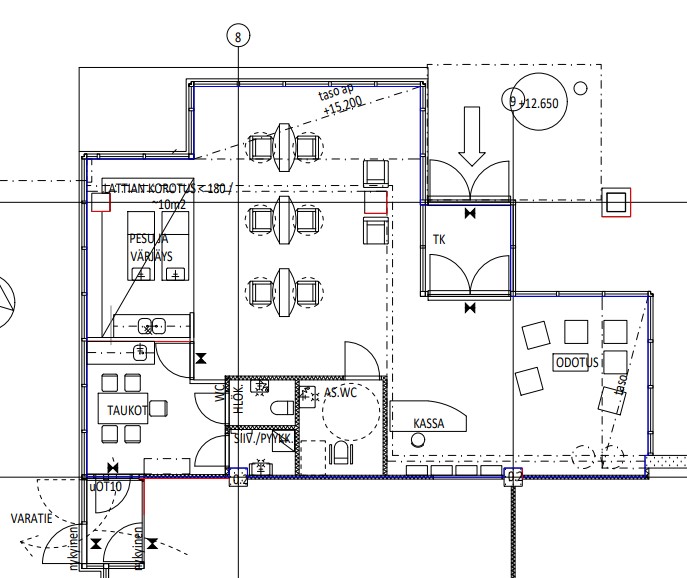 Länsituuli 1, 1.krs, 117m2 liiketilan pohjakuva.