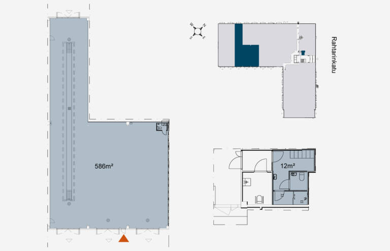 Pohjakuva hallitila 586m2 ja sosiaalitilat 12m2.